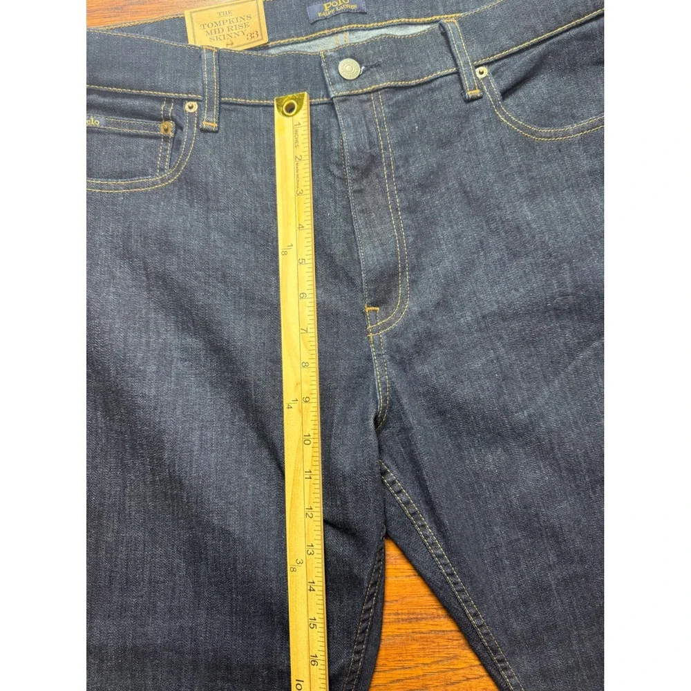 Polo Ralph Lauren Tompkins Mid Rise Skinny Jeans Mens 33 Dark Indigo Denim